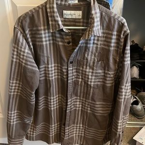 Abercrombie and Fitch Brown and Cream Flannel size S